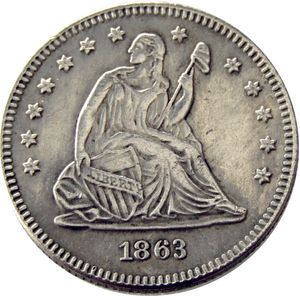 US 1863 Seduto Liberty Quater Dollar Copia moneta placcata argento