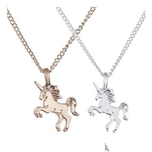 Pendant Necklaces Promotional Unicorn Necklace Alloy Pony Creative Card Clavicle Chain Fashion Gift For Women Lovers Jewelry Wholesa Dh106