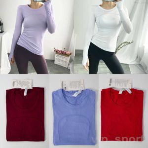 Lu Align Yoga Sports Tee Shirt Långärmad kvinna Jogging T-shirts Stretch Athletic Top tight bodybuilding snabbt tech fitness tshirt snabb hastighet