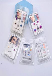 Unique Cardmounted stainless steel belly button nose ring acrylic interchangeable eyebrow nails European and American piercing je1660860