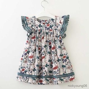 Vestidos para meninas Novo vestido de verão para meninas Bebê Fofo Manga voadora Algodão Floral Festa Princesa Crianças Crianças Meninas R230607