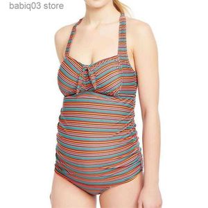 Fatos de banho para gestantes Trajes de banho listrados coloridos Fatos de banho femininos na moda Verão Sexy Grávidas Biquínis Maternidade T230607