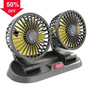 Yeni taşınabilir araba soğutma fanı 12V 24V USB mini çift kafa soğutucu fan ayarlanabilir otomatik elektrik fanı soğutucu evrensel araba aksesuarları