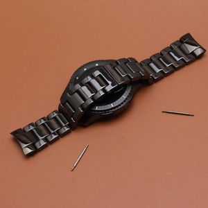 Ersatz-Uhrenarmbänder mit gebogenen Enden für Samsung Gear S3, schwarze Keramik, poliertes Uhrenarmband, spezielles Uhrenarmband mit Matel-Verschluss h201z