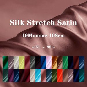 Tyg 19mm 108 cm 92%siden 8%spandex silk stretch satin charmeuse tyg för klänning cheongsam diy sömnad vanlig färgad gratis frakt ny