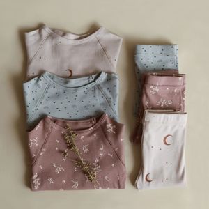 Pajamas Spring Kids Pajamas Children Sleepwear Long Sleeve Casual Solid Long Johhs Set Baby Boys Girls Clothes Cotton Nightwear Kids Clo 230606