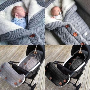 Sleeping Bags born Baby Winter Stroller Wrap Warm Blanket Knitting Swaddle Toddler Bag Pram Handrail Bedding 230606