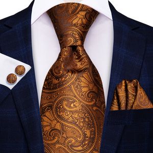 Neck Ties Hi-Tie Gold Fashion Business Paisley 100% Silk Men's Tie NeckTie 8.5cm Ties for Men Formal Luxury Wedding High Quality Gravata 230607