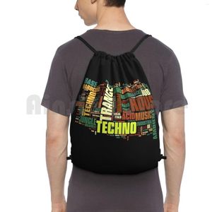 Backpack Electronic Music Drawstring Bags Gym Bag Waterproof Genres Band Dj Techno Breakbeat House