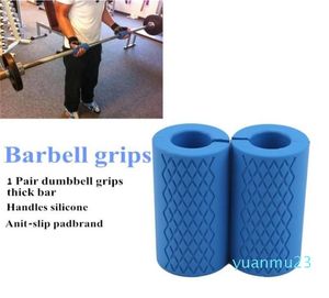 1 Pair Barbell Dumbbell Grips Thick Bar Handles Silicone Antislip Pad Thick Bar Handles Pull Up Weightlifting Fat Grip