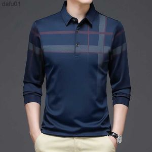 Tfetters marka büyük boy tişört sonbahar akıllı gündelik dönüş uzun kollu tee üst ince fit kırışıklık karşıtı baskı erkek giyim l230520