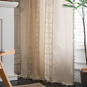 Gardin inget blekningsfönster draperar dekorativa beige barnkammare sovsal virkning elegant heminredning