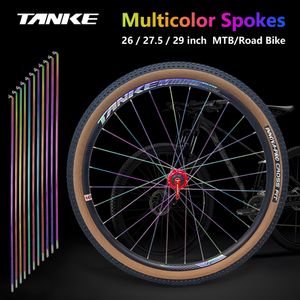 Bisiklet Spokes 36pcs 2627.529 inç jantlar için meme başı renkli bisiklet konuşmacıları mtb yol bisiklet paslanmaz çelik yüksek mukavemetli gökkuşağı konuşması 230606