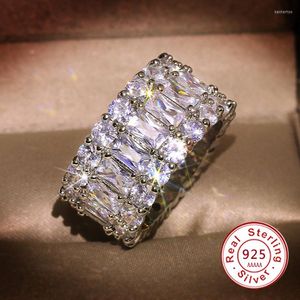 Cluster Rings Wide 925 Sterling Silver Ring Wedding Band Eternity For Women Gift Ladies Love Wholesale Shining Diamonds Jewelry