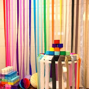 Decorative colorful wrinkles paper rolls wedding celebrations birthday parties background walls decoration flower drawing paper rolls ribbons wholesale