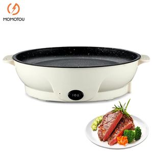 Multicookers 220V Multifunktion Elektrisk stekpanna Stekpanna Nonsticky Grill Fry Baking Roast Pan Cooker Barbecue Cooking Kitchen Tool EU