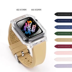 Transparent Case fit Strap Band Liquid Silicone Integrated Fashion Clear Cover Bracelet Straps Bands Watchband for Apple Watch Series 4 5 6 7 8 iWatch 44/45mm 40/41mm