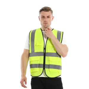 Gilet di sicurezza personalizzato Logo Gilet di sicurezza ad alta visibilità Gilet di sicurezza riflettente Personalizzato con tasche