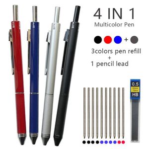 Metal çok renkli kalem 4 1 yerçekimi sensörü tükenmez kalem 3 renk bilyalı kalem ve 1 mekanik kalem ofisi okul kırtasiye hediyeleri