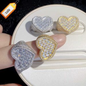 Hiphop Street Trendsetter Persönlichkeit Hip-Hop New Love Zirkon Ring Europäischer und amerikanischer Paarring Herz Iced Out Ring