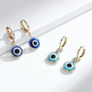 Dingle örhängen Kouch Blue Turkish Eyes Circle Hoops Evil Earring 3D Pendientes Jewelry for Fashion Woman 2023
