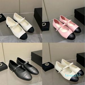 2023-Top Quality Casual Shoes Designer Vintage Women Slippers Mary Jane Slides Sandals Autumn Retro Fragrance First Layer Sheepskin Splicing Design