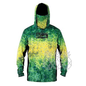 Altri articoli sportivi Felpa con cappuccio da pesca pelagica Camicie con maschera Felpa a maniche lunghe da uomo Protezione UV Abbigliamento ad asciugatura rapida Top Camisa De Pesca 230607