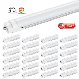 JESLED T8 LED Tube Light 8FT One Row Single Pin FA8 Fluorescent Lights 45W Cold White Frosted Cover Shop Office Garage Lighting clear glowing ETL