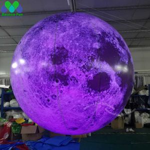 2/3/4M PVC Vattentät 1,5 meter jätte Uppblåsbar måne med färgglad LED -ljus stor hängande växtballong för festdekoration