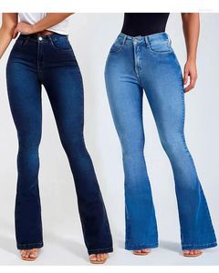 Jeans da donna a vita alta slim stretch svasati