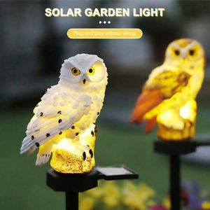 Decorações de jardim à prova dwaterproof água ao ar livre lâmpada lanterna luz de jardim solar alimentada por energia solar para caminho pátio quintal gramado coruja animal iluminação de paisagem 230606