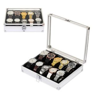Storage 12 Organizer Buckle Watch Collection Metal Box Case Display Slot Jewelry286f