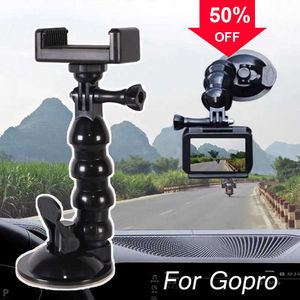 Bil Universal Car Phone Holder DVR Sug Cup Mount 360 Rotation Justerbar slangfäste för 4-6 tum sportkamerastativ