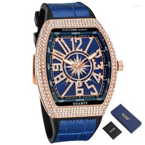 Armbandsur Pintimhip Hop Creative Watch Men Diamond Military Watches Casual Gold Man Clock Relogio Masculino Reloj Hombre