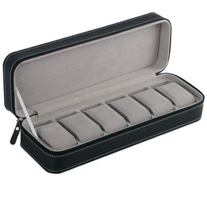 6 Slot Watch Box Portable Travel Dragkedja Case Collector Storage Jewel Storage BoxBlack258s