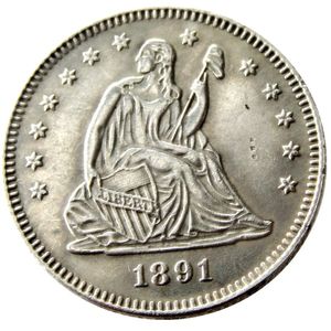 Moeda de 1891 P/O/S Sentada Liberty Quater Dollar Banhada a Prata Cópia