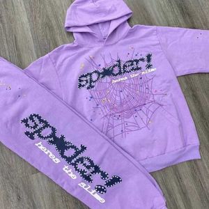 Men's Hoodies Sweatshirts Purple Sp5der 555555 2023ss Pullover Men Women Young Thug Spider Web Star Letter Hoodies