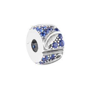 Adatto al braccialetto Pandora in argento sterling 925 curvo piuma pavimenta clip fascino perline gioielli fai da te per le donne regalo per la festa della mamma 2023