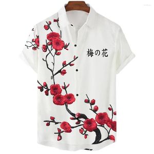 남성용 캐주얼 셔츠 여름 남자 컬렉션 중국 꽃 자수 하와이 셔츠 느슨하고 통기성 짧은 슬리브 거리 탑