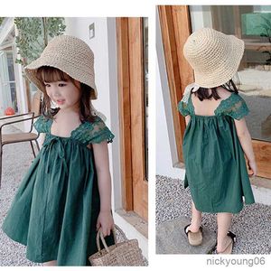 Girl's Dresses Girls Dress Palace Princess Summer New Fashion Solid Color Bow Kids Clothing Детская одежда R230607