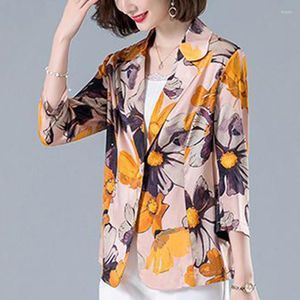 Abiti da donna Bottoni con risvolto stampati vintage Blazer coreano tutto abbinato Abbigliamento da donna 2023 Top casual estivi Blazer da donna da ufficio larghi