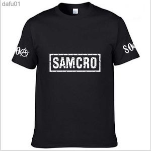 Summer T-shirt Sons of Anarchy Print Samcro bawełna swobodny krótki rękaw mody HARAJUKU Wysokiej jakości koszule unisex t l230520