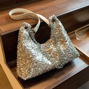 Bolsas de noite Moda Bolsas de lantejoulas para mulheres 2023 Bolsa de ombro grande nas axilas Mulher Hip Hop Bolsa casual de luxo de alta qualidade