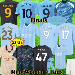 2023 2024 DE BRUYNE HAALAND Blue Moon Soccer Jerseys FODEN GREALISH MAHREZ MANs cities Champions finals football shirt 23 24 YTIC NAM Man kits City Kids Equipment