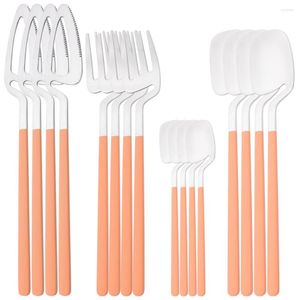 Dinnerware Sets Matte16Pcs Tableware Set Stainless Steel Diner Spoons Knife Fork Western Cutlery Vintage Home Kitchen Flatware