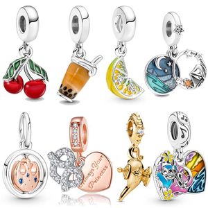 2023 Nova Prata Esterlina 925 Moda Europeia e Americana Milk Tea Life Series Pingente Charm Beads Fit Original Pandora Pulseira Feminina Jóias Presente DIY