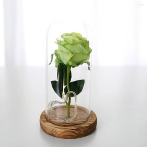 Kwiaty dekoracyjne wysokiej jakości sprzedaż jak ciastka nieśmiertelna symulacja kwiat róży LED Kolor spalanie sznurka szklana szklana okładka Prezent