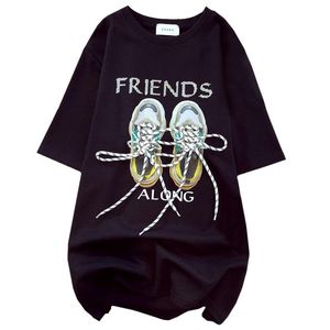 Сапоги New Print Harajuku Shoes rapps Tees Summer Loose Женская футболка мода женская хлопковая горячая бурольника