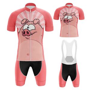 Conjuntos de camisas de ciclismo Cartoon Pink Pig Set Roupas de bicicleta de verão MTB Roupas de bicicleta Uniforme Homens Desgaste Maillot Ropa Ciclismo 230606