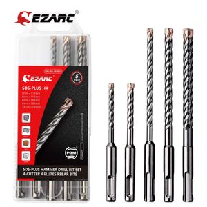 Drill Bits EZARC 5PCS 24-Cutter Carbide Tips SDS-Plus Rotary Hammer Drill Bit Set for Reinforced Concrete Masonry Marble Brick and Tile 230606